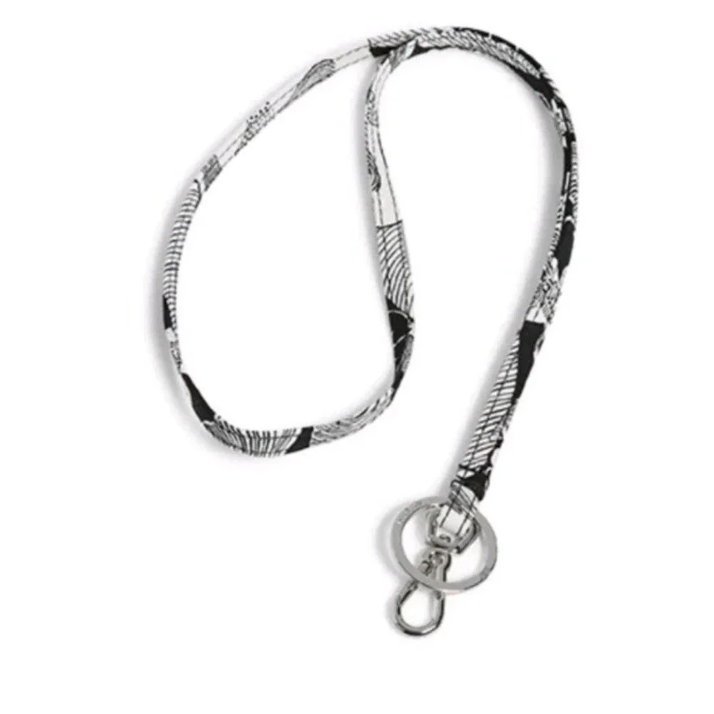 Vera Bradley Bedford Blooms Lanyard Black White Floral Key ID Holder 24159-R80